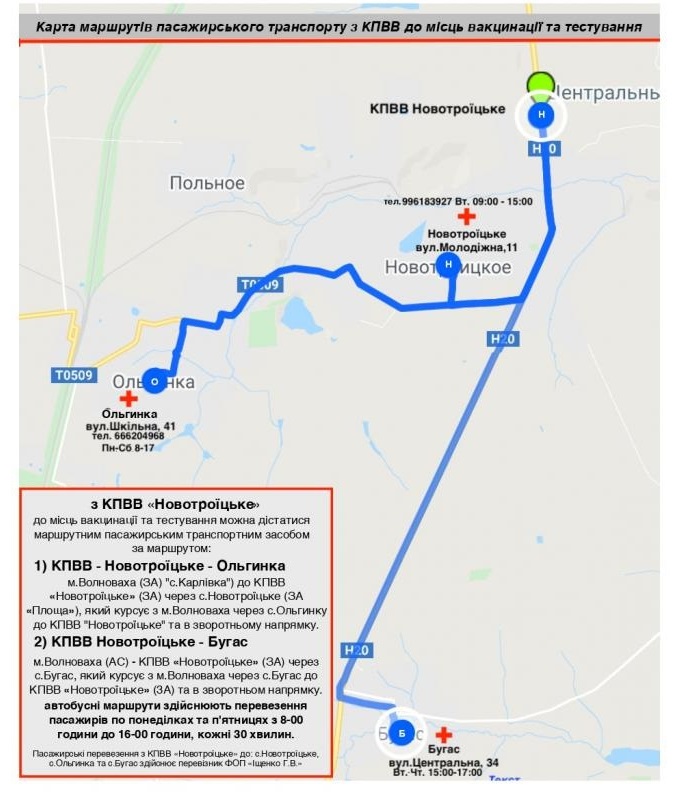 Маршрут вакцинации с КПВВ Новотроицкое
