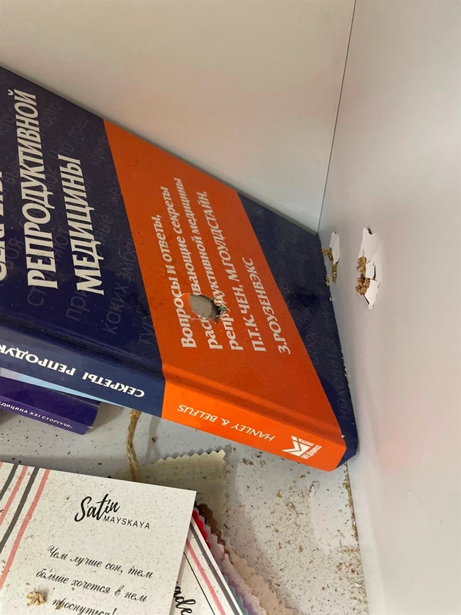 слід від кулі у книжці