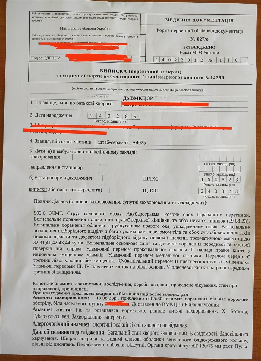 Виписка з лікарні. Поранення у Михайла дуже важкі.
