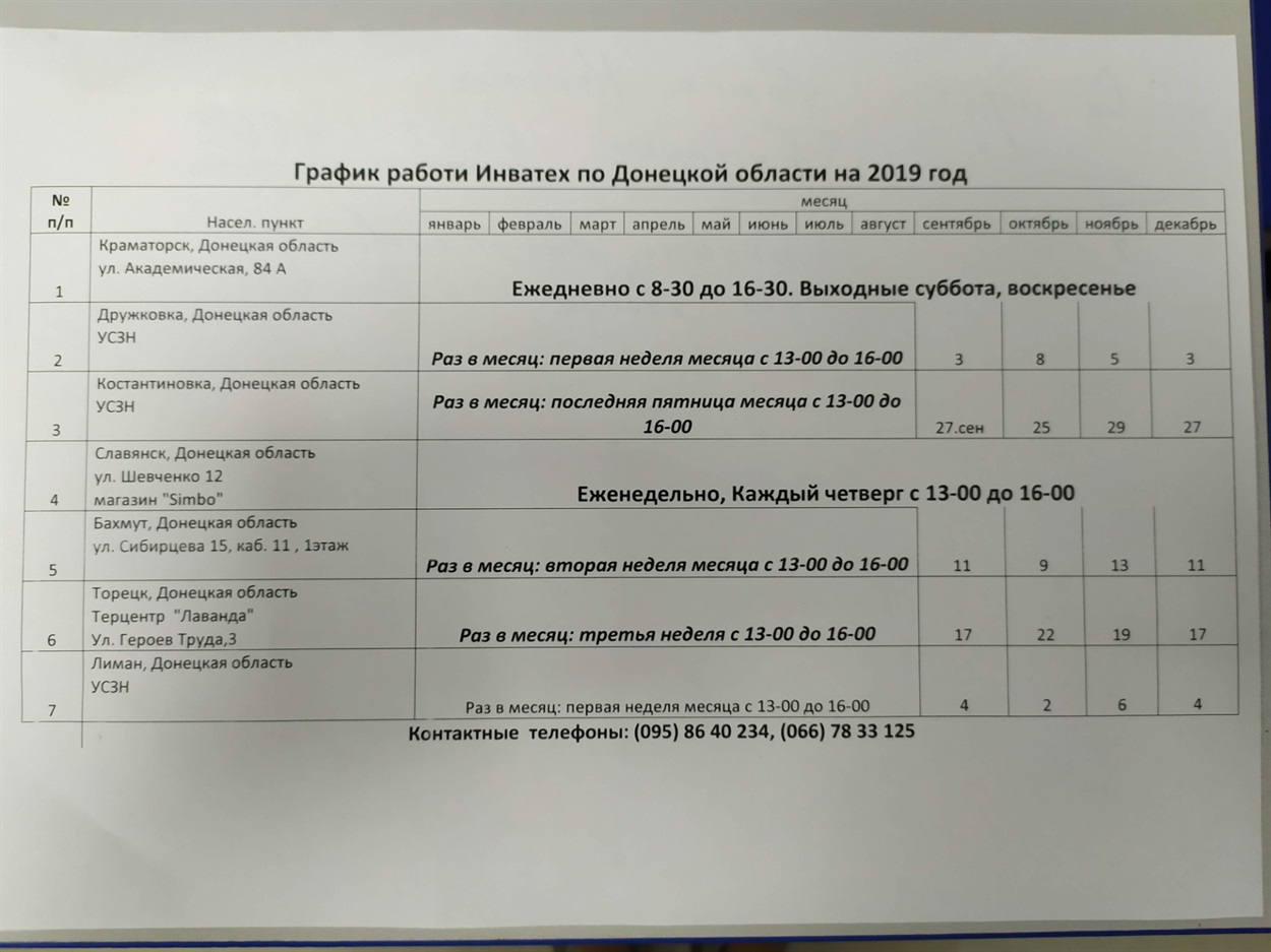 График приема выездных бригад