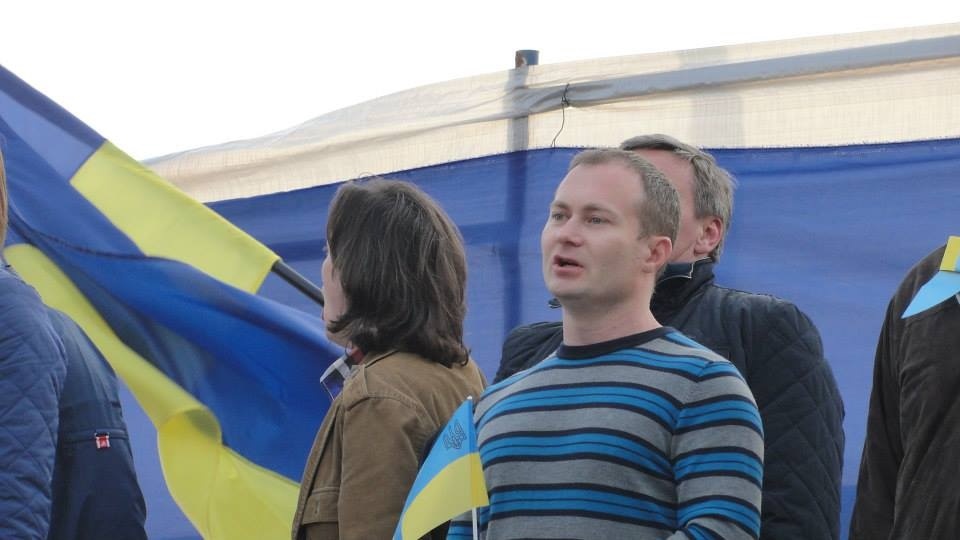 Сергей Гармаш на проукраинском митинге в Донецке, весна 2014 года