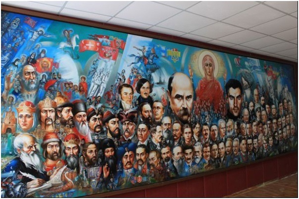 Картина «Се ми, пресвята Богородице» з Тарасом Шевченком і Василем Стусом по центру знаходилася в Горлівці