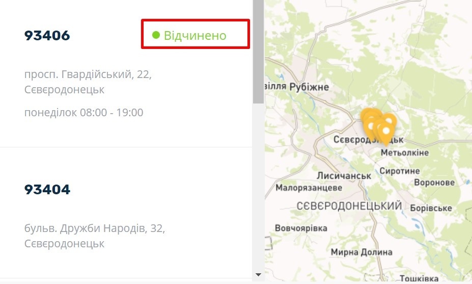 отделения укрпочты