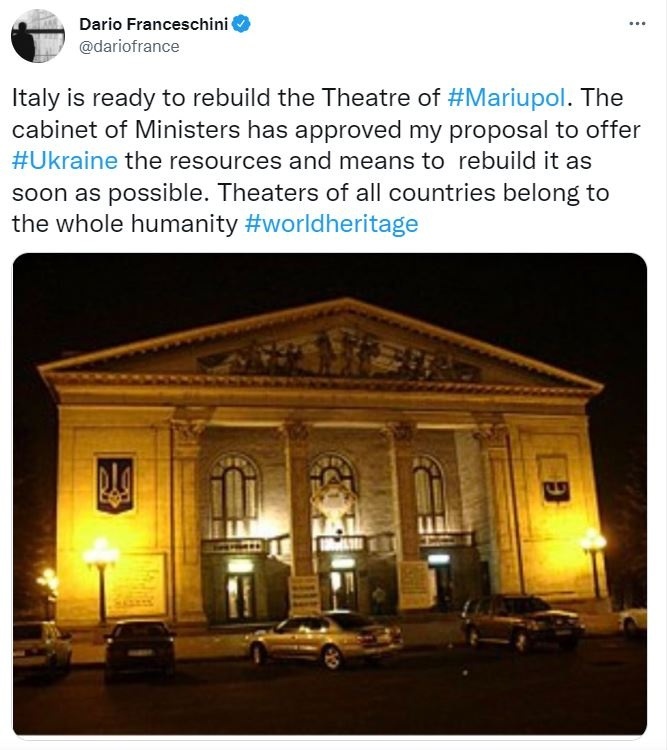 Италия готова восстановить Мариупольский театр