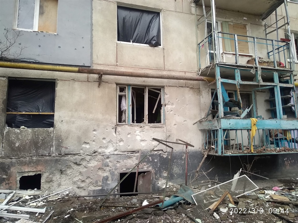 Разрушения в южной части Лисичанска