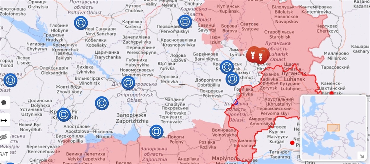 карта боевых действий в Украине 8.05