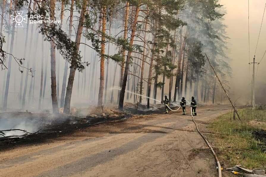 Рятувальник приборкують пожежу