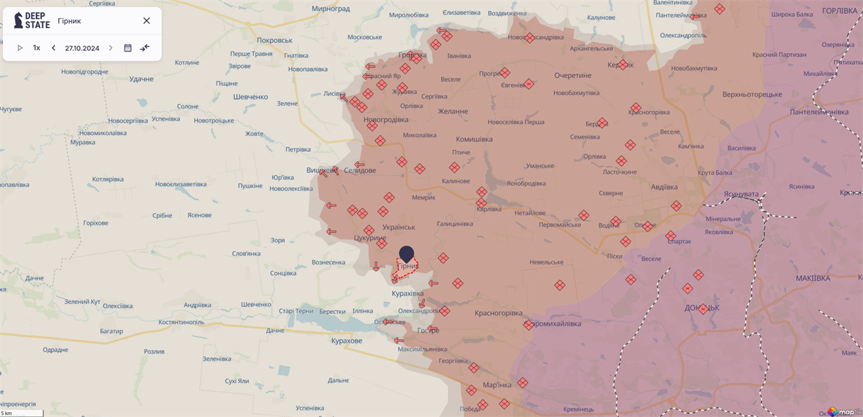 Скрін з мапи DeepState