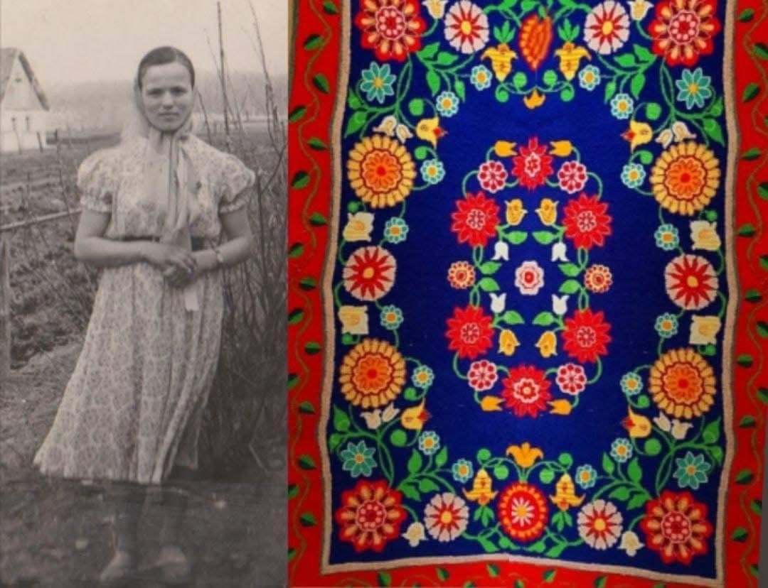 Мироненко Л.Ф. 1939 р.н. і її перший килим вишитий в дівоцтві