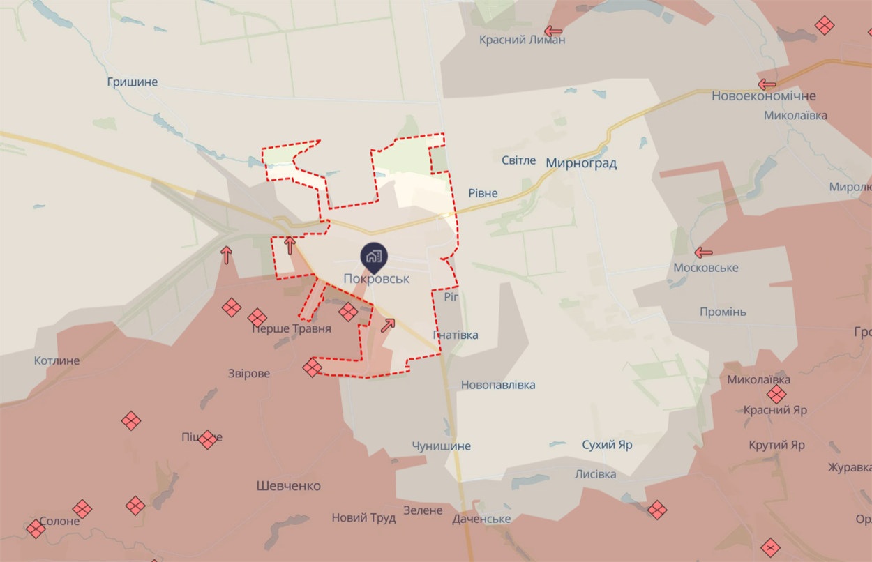 Мапа DeepState, Покровськ, 6 листопада 2025