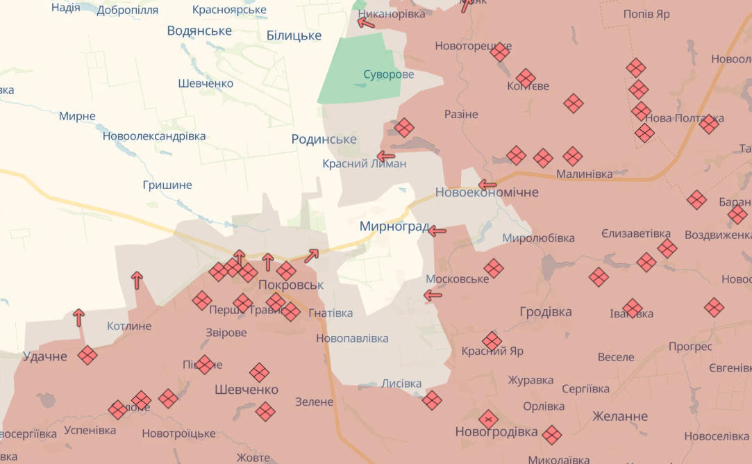 Мирноград на мапі